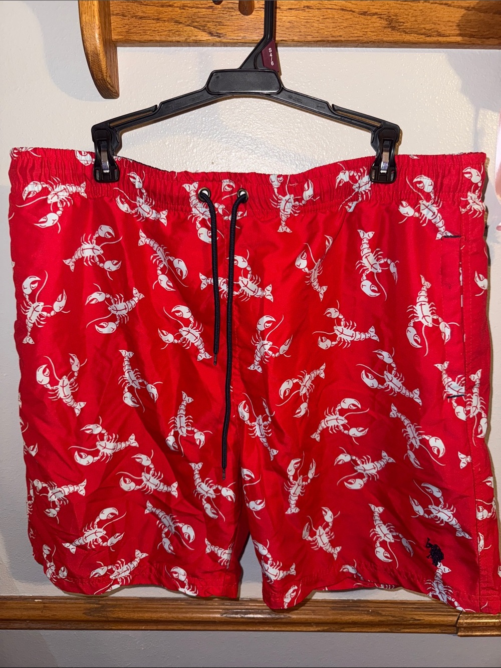 U.S. Polo Assn. Red Lobster-Print Swim Trunks